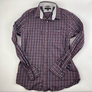 Banana Republic Button Up Shirt Mens Medium Slim Fit Red Plaid